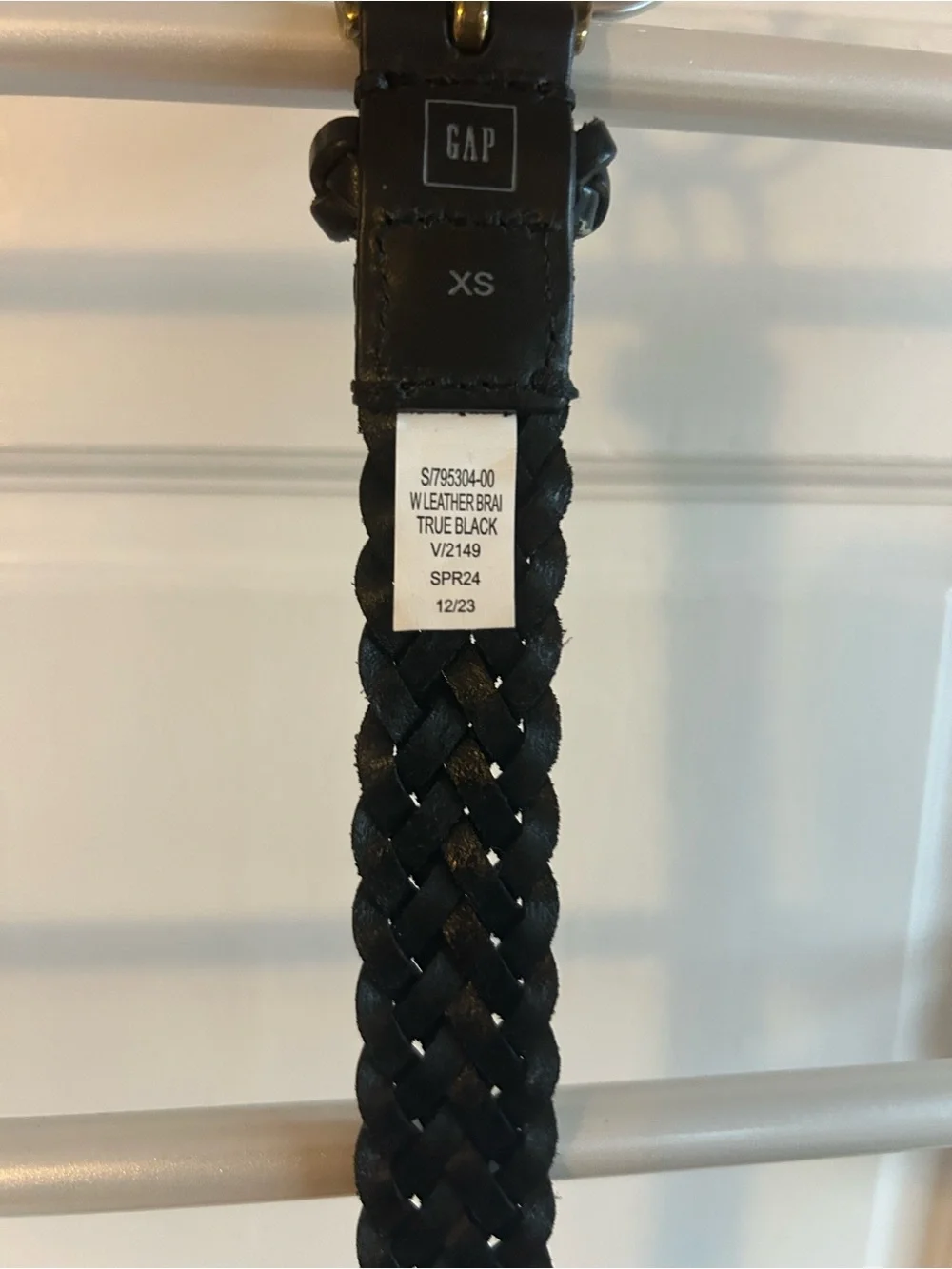 GAP Black Braided Leather Belt with Brass Buckle